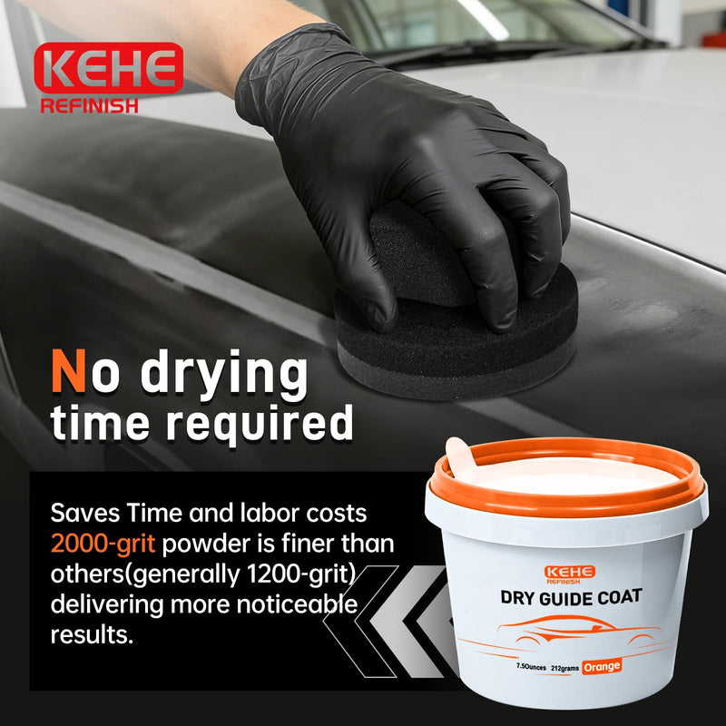 7.5 oz(212g) Orange Dry Guide Coat Auto Body,Ultra-Fine Sanding Powder Coat Kit-Efficiently Detects Sanding Scratches, Pinholes in Body Fillers,Repairs Surface Imperfections and Dents Orange Coat