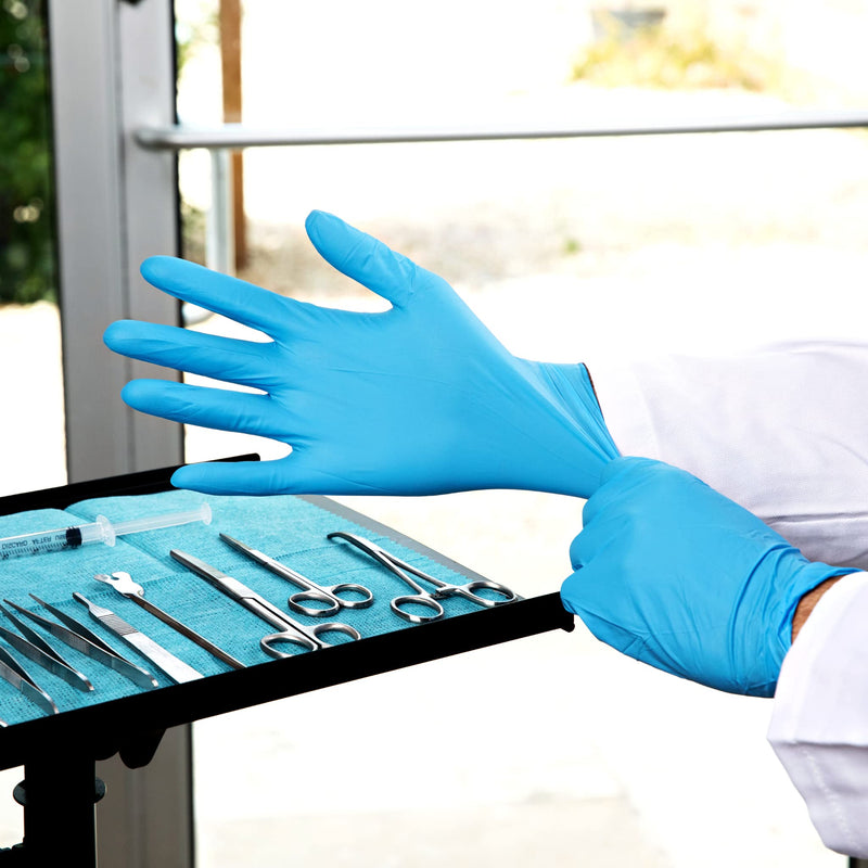 HandCare 4 Mil Blue Nitrile Disposable Exam Gloves, Powder-Free & Latex-Free for Medical, Lab & Cleaning Use Large - Case of 1000