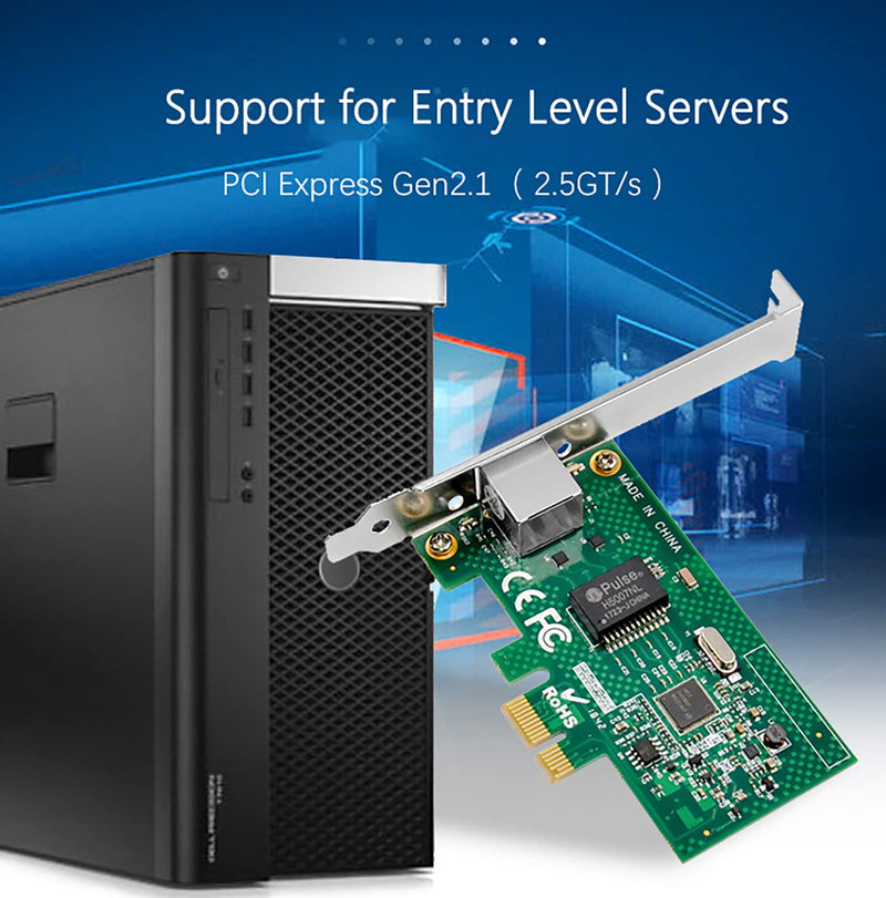 PCIe Gigabit Network Card 1000M PCI Express Ethernet Adapter with Intel I210AT LAN NIC Card for Support PXE for Windows/Windows Server/Linux(Lightning Protection Design) (ST729) ST729-I210AT