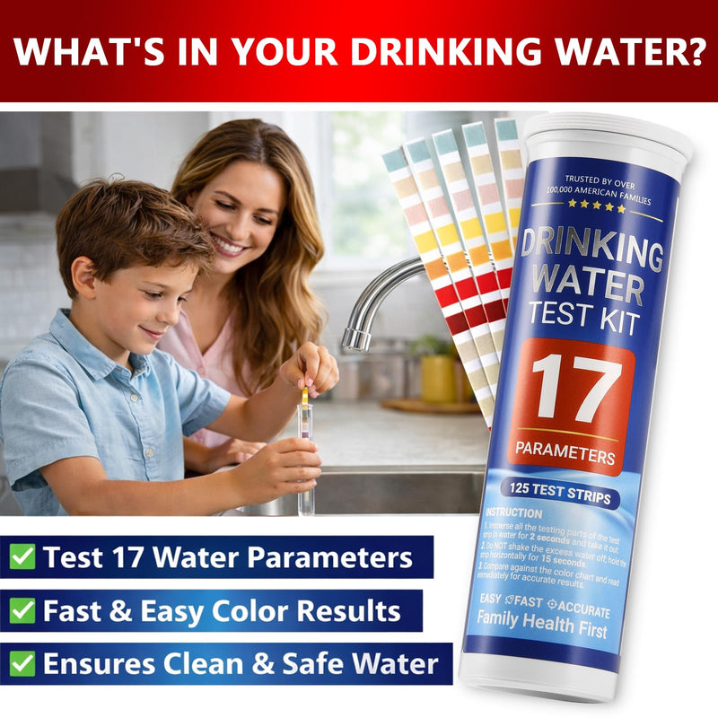 Water Test Kit for Drinking Water, 23-in-1 Water Test Strips for Tap & Well Water, Tests Hardness, Lead, Iron, Copper, Chlorine, Fluoride, pH, Nitrate & More, Fast Home Water Testing, 155 Strips 1