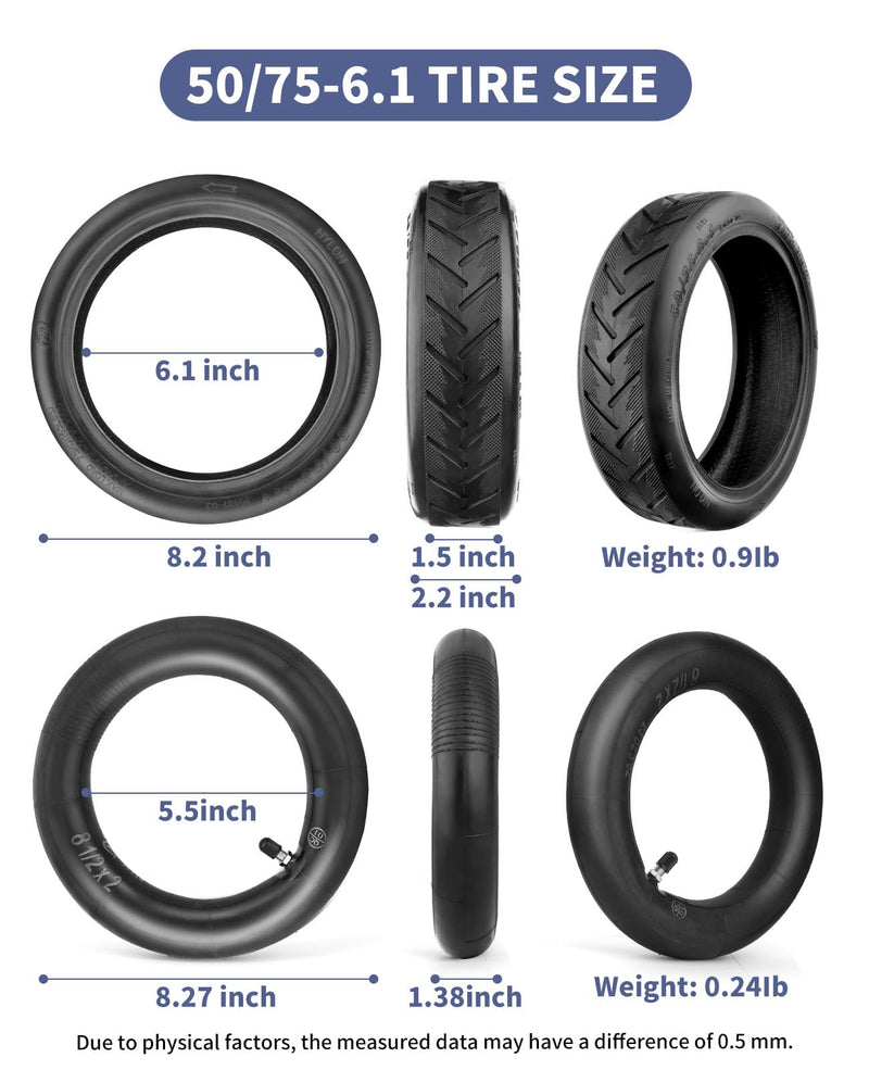 8.5 Tire Tube 50/75-6.1 Scooter Tire Replacement for Gorax/Xiaomi Electric Scooter,8.5 Inner Tyre, Thickened 8.5x2 Front Rear Pneumatic Tire and Tubes（1 Set） 50/75-6.1 Tire&Tube Non-slip 1Set