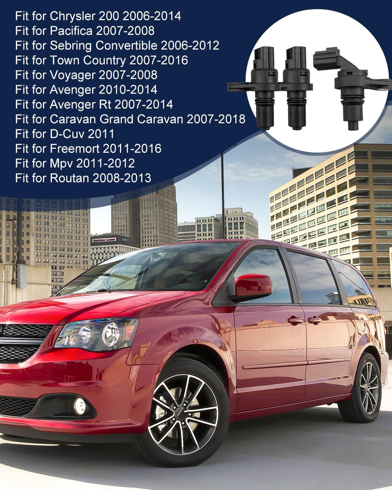 62TE Transmission Speed Sensor Set Fit for Chrysler Dodge Pacifica Avenger Town Country Routan Replace 5078930AA 5078554AA, Transmission Input Output Shaft Speed Sensor Set, 3 Pack
