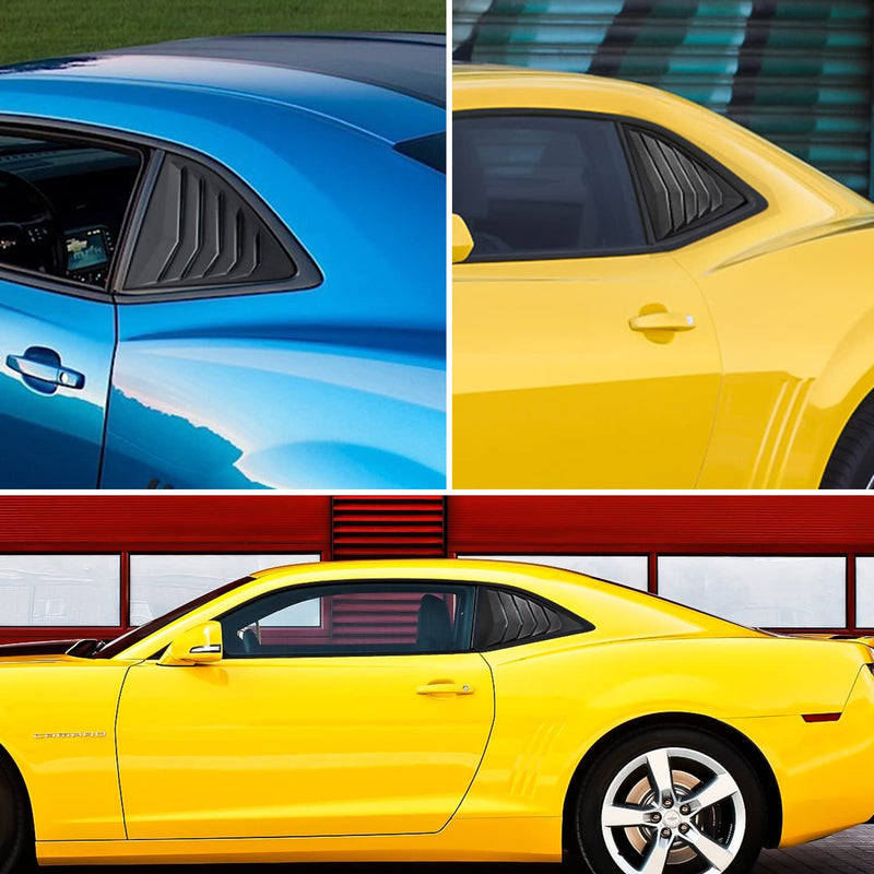 Side Window Louvers Matte Black Compatible with Chevrolet Chevy Camaro 2010 2011 2012 2013 2014 2015 Left Right 2PCS Windshield Sun Shade Cover Lambo Style Side