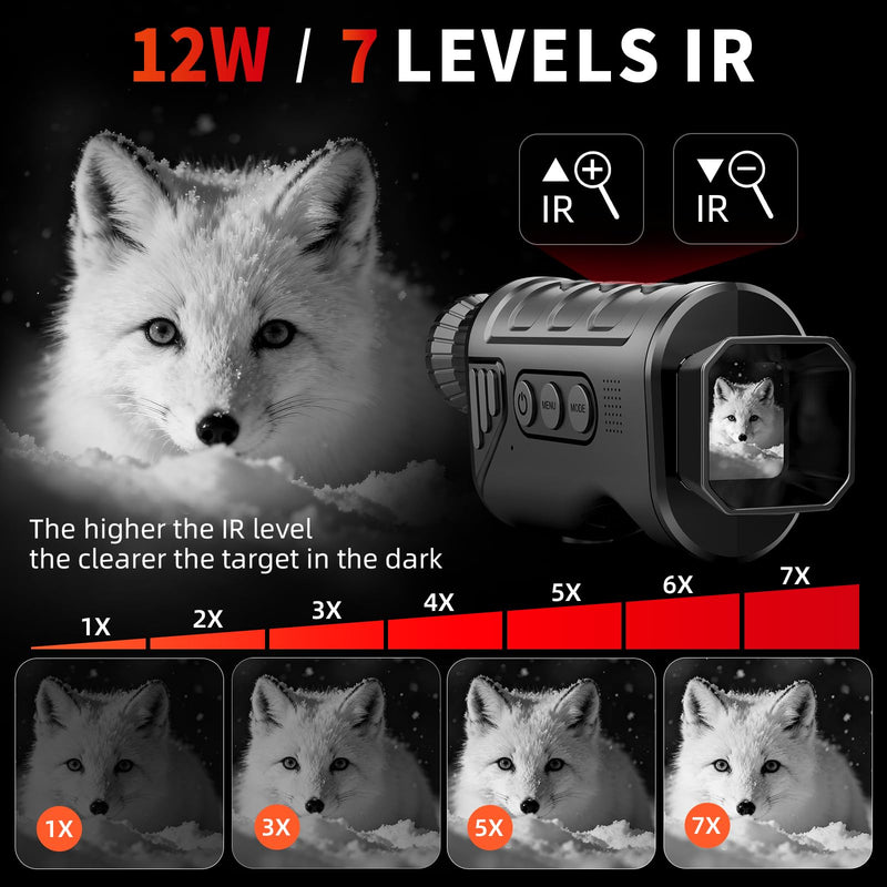 Infrared Night Vision Monocular, Nightvision Goggles Scope for Outdoormen | 16X Digital Zoom, Camera Shooting & Video Recording, 7 Levels IR, Day and Night Use, 32GB SD Card Included
