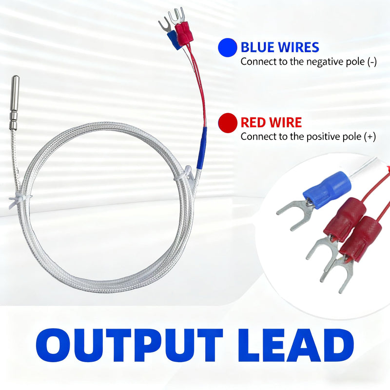 PT100 RTD Temperature Sensor Probe - 3 Wire Stainless Steel Waterproof Temperature Sensor, 59 inch Silver Braided Cable for PID Controller, Brewing, HVAC, Industrial Temperature Monitoring