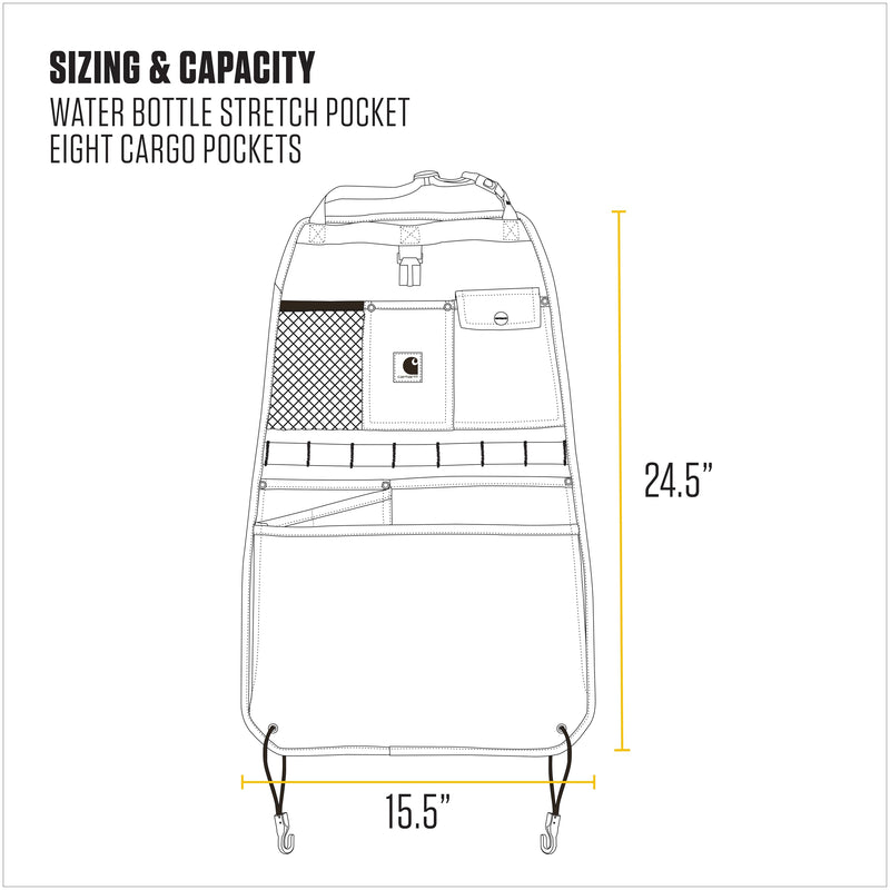 Carhartt Universal Nylon Duck Seat Back Organizer, Black One Size Universal Nylon Duck Canvas Automotive Seat Back Organizer