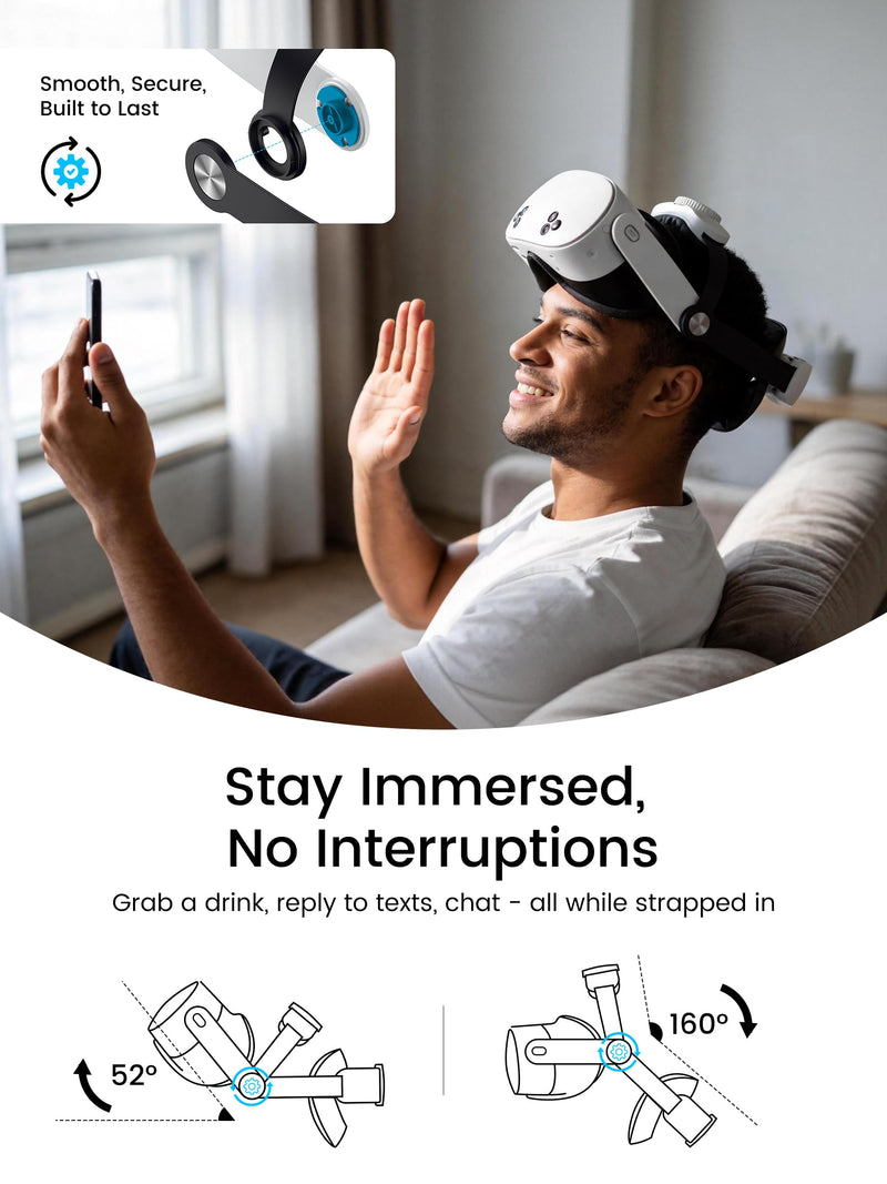 Upgraded Kawaye for Meta Quest 3S/Quest 2/Quest 3 Head Strap, Double Knobs Adjustable Elite Strap Replacement,VR Headset Strap with Two Large Support Pad,Compatible with PlayStation_4