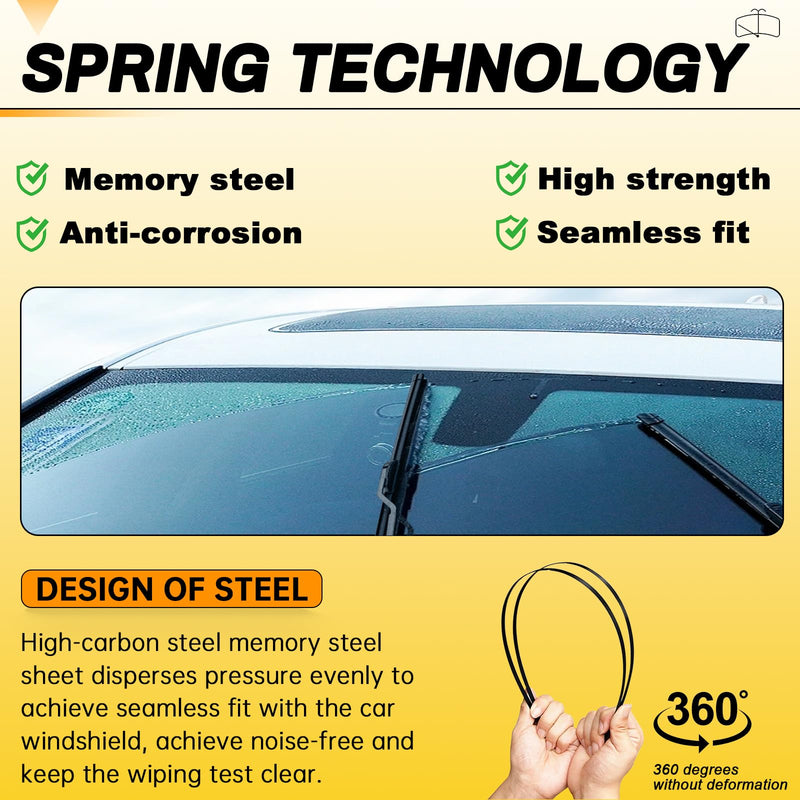 AUTOBOO 26" and 16" Windshield Wipers Blades (Pack Of 2),OEM Quality Premium All-Seasons Wiper blades,Stable and Quiet Armor wiper blades 26" + 16"(Pair for Front Windshield)
