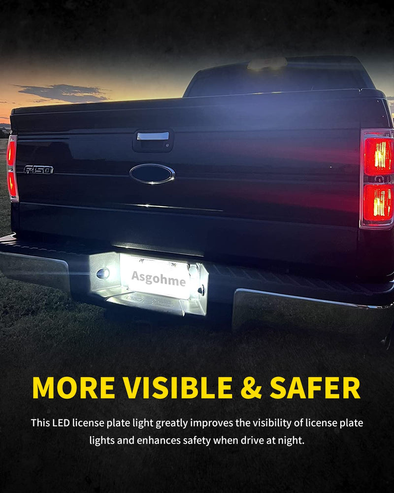 LED License Plate Lights Bright White Rear Bumper Tag Lamp Assembly Replacement Compatible with Ford F150 F250 F350 Super Duty Bronco Ranger Explorer Excursion Truck Pickup, Pack of 2 White Lights