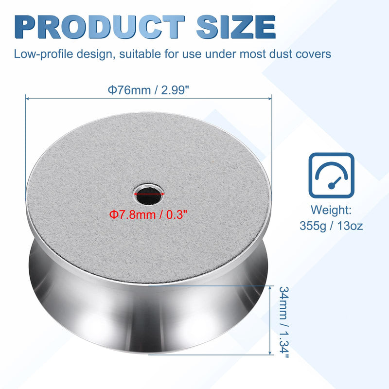 MECCANIXITY Record Weight Stabilizer, 355g/13oz Anodized Aluminum Turntable Weight Clamps 3'' x 1.4'' Vinyl Disc Stabilizer Vibration Dampener for LP Player HiFi Turntable, Silver 13oz (3"×1.4")