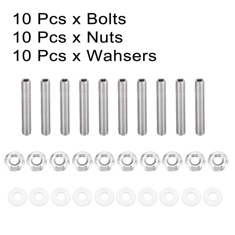 X AUTOHAUX 10pcs Stainless Steel Exhaust Manifold Bolt Stud Hardware for Honda for Acura B C D F H K Series Engines