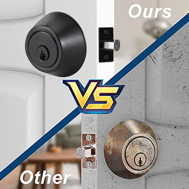 Double keyed Deadbolt Lock - Keyed on Both Sides, 2-Way Adjustable Cylinder Deadbolt (Privacy/Passage), Satin Stainless Steel(Black, Double Side) Black