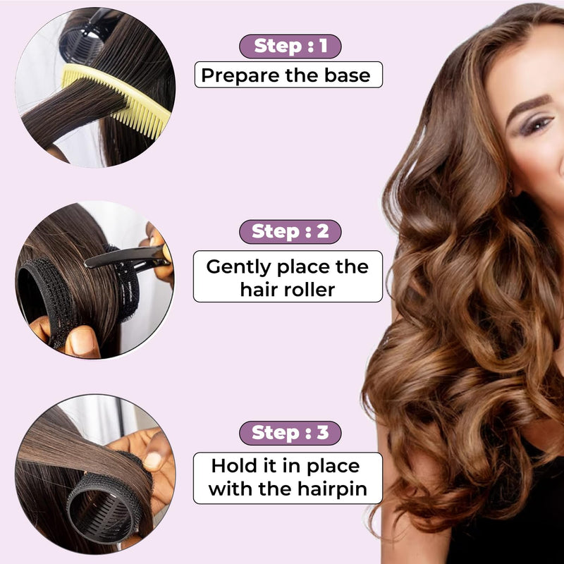 25 Pcs Hair Rollers Set – 6 Extra Large 76mm Rollers with 6 Clips, 10 Grips, Comb, Braid & Storage Bag – Big Hair Rollers & Fringe Roller for Volume, Bangs, Heatless Curls, Travel-Friendly Styling