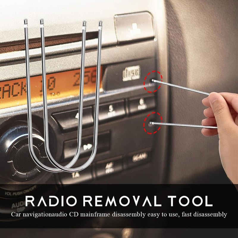 2 PCS Car Radio Removal Tool, U-Shaped Automotive Radio Disassembly Pry Tool Kit, Stainless Steel Stereo CD DVD Host Release Removal Tool for Most Vehicles, Car Accessories U-Shaped, 2PCS
