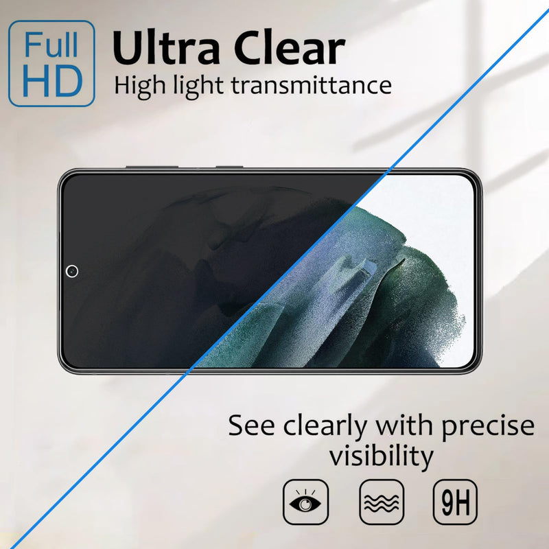 【2+2 Pack】 Privacy Screen Protector for samsung galaxy S21FE 9H Tempered Glass Anti-Spy Private Film Compatible for Samsung S21FE and (2 Pack) Camera Lens Protector