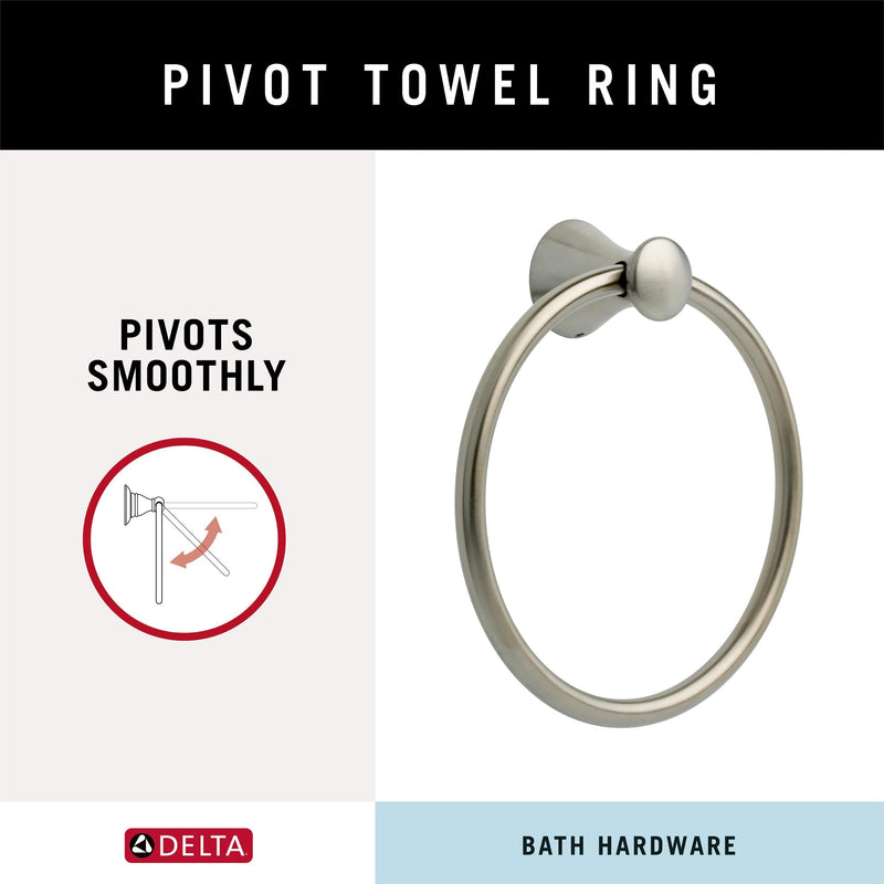 Delta Hand Towel Holder | Brilliance Stainless Steel Ring for Hanging Towels in Kitchen, Bathroom | Lahara Accessories Towel Ring (Pack of 1)