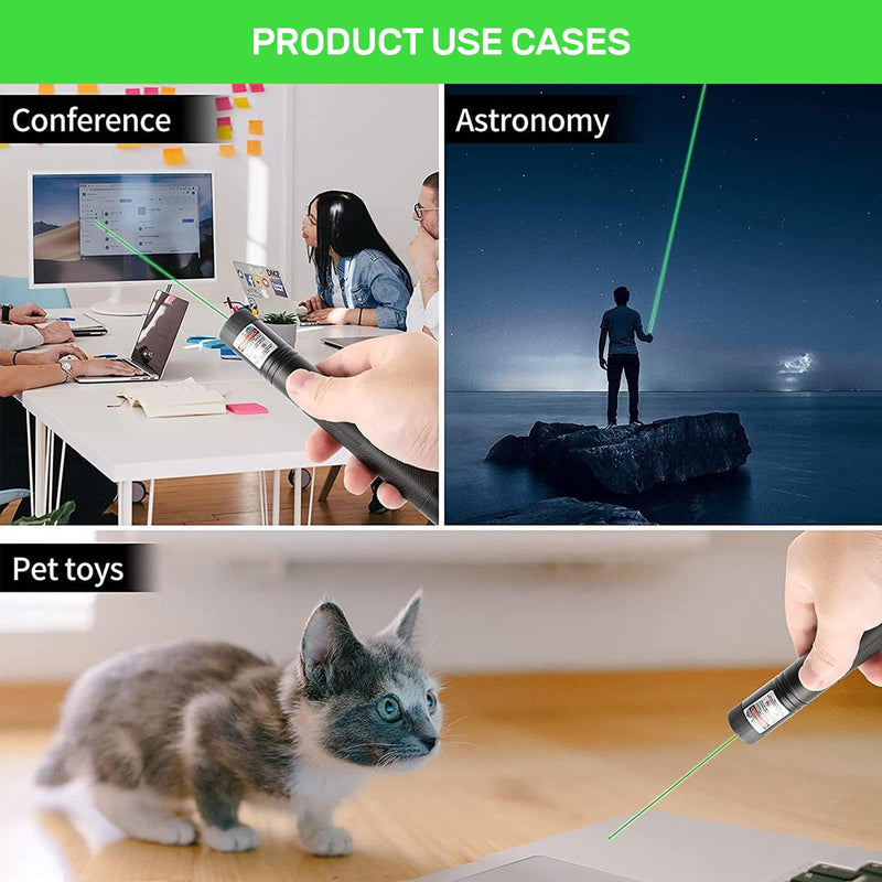 Laser Pointer High Power, Green Laser Pointer Indicator Light, USB Charge，Presentation, Interactive Toys for Indoor Dogs Cats