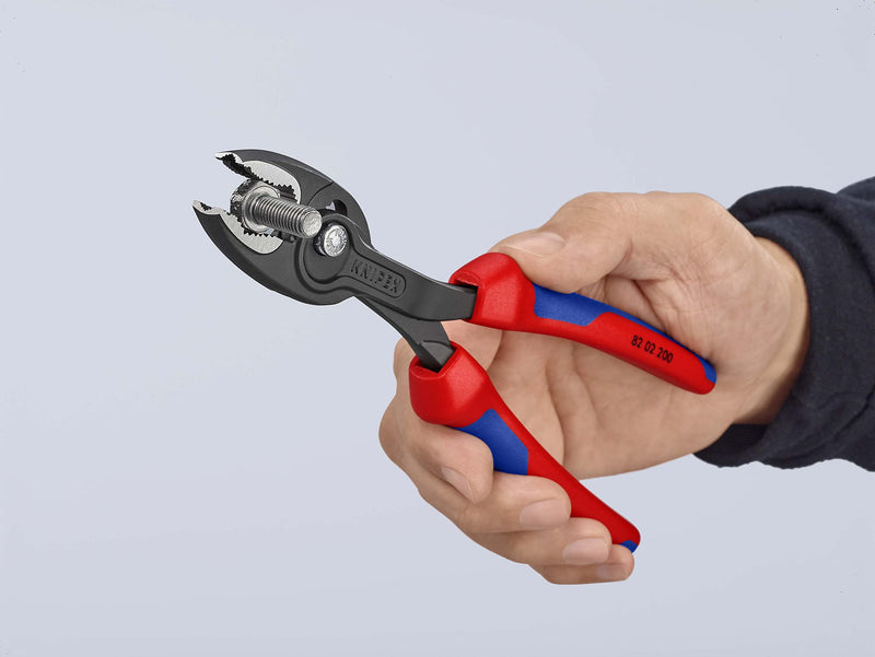Knipex TwinGrip Adjustable Front Grip Plier Black with Multi-Component Sleeves 200mm 82 02 200 Flat