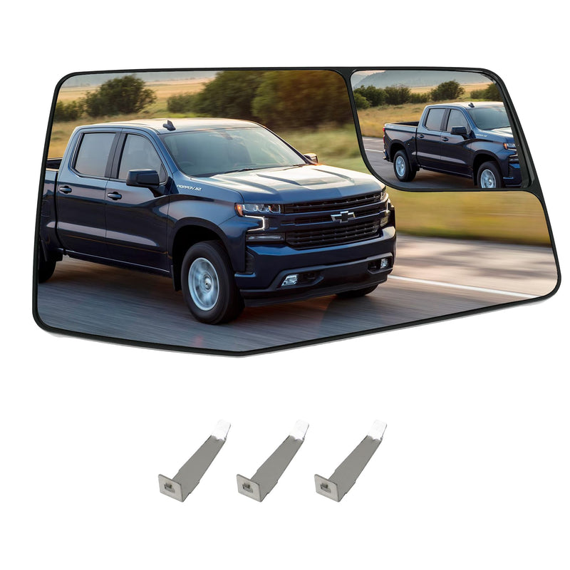 Driver Left Side Door Heated Mirror Glass with Rear Holder Convex Blind Spot Glass for Chevy Silverado 1500 and GMC Sierra 1500 2019-2024 Replace# GM1324159 84309708 L