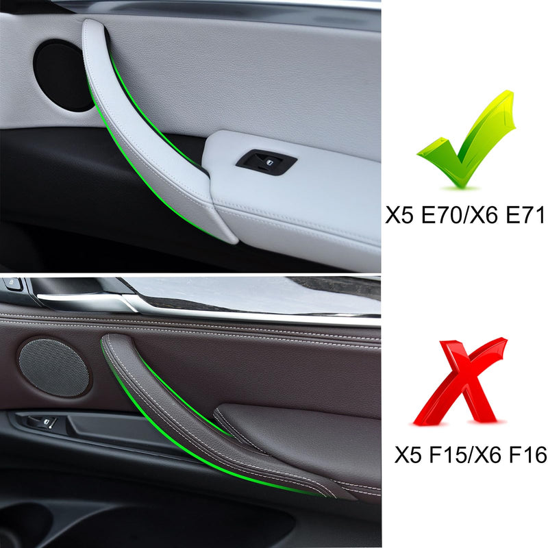 Jaronx for BMW X5 X6 Door Pull Handle, Inner Door Trim Grab Cover Passenger Side Right Front/Right Rear (Fits:BMW X5 2008-2013 and X6 2008-2014) (Leather Cover NOT Inculded) Black