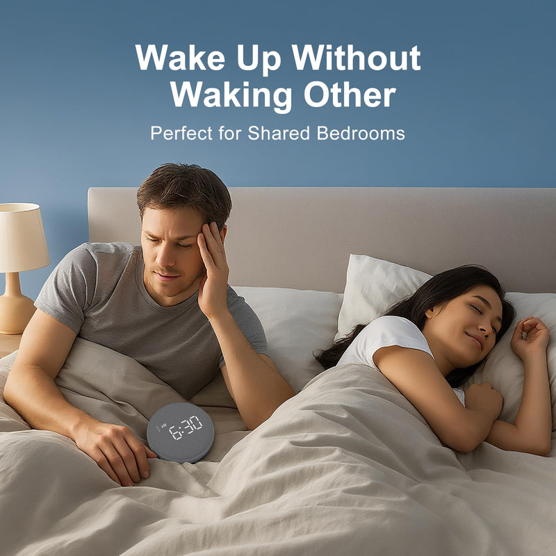 REACHER Super Loud Alarm Clock for Heavy Sleepers Adults Teens, Vibrating Alarm Clock Bed Shaker Under Pillow, Rechargeable Battery Powered for Travel, Auto-Dim, Portable