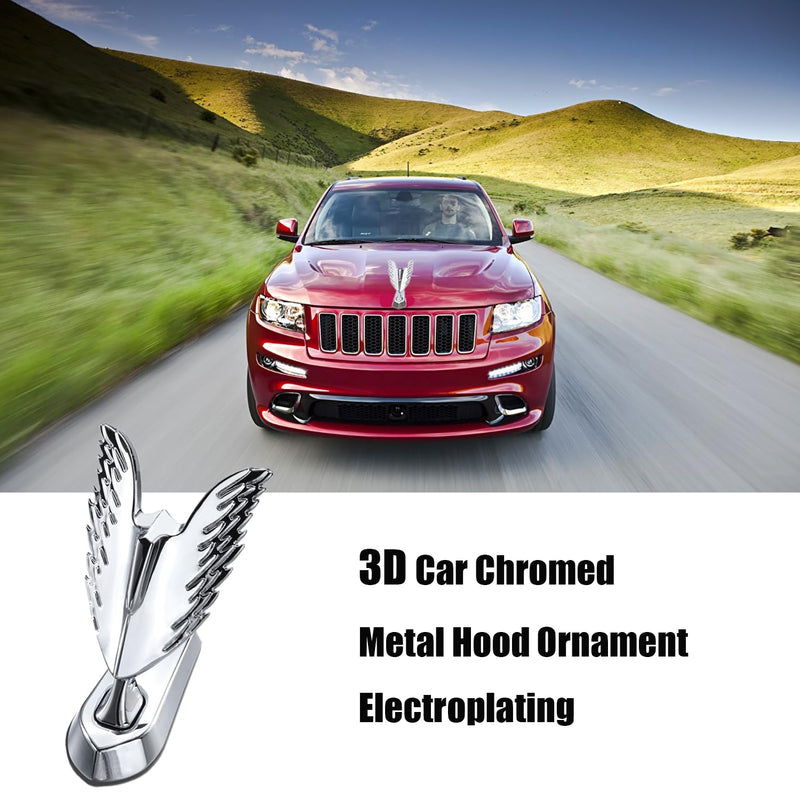 Angel Wings Hood Ornament,Car Chromed Metal Hood Ornament Electroplating,Front Hood Sticker, Car Decoration Accessories