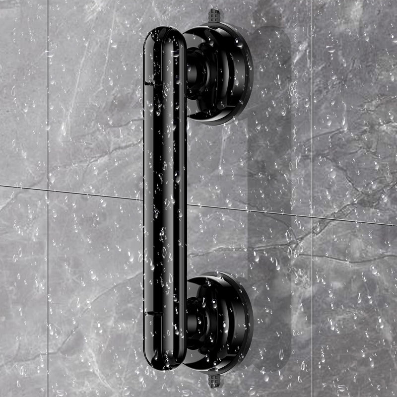 Upgraded Grab Bars for Shower Bathtub Bathroom Wall, Heavy-Duty Suction Grab Bars Shower Handle Safety for Elderly Seniors Handicap, No Drilling Tool-Free, Easy Removal and Reusable (Black) Black
