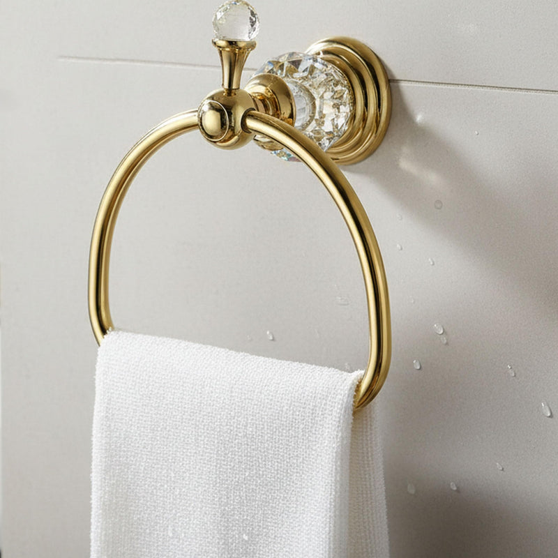 Gold Towel Ring,Crystal Hand Towel Holder Bathroom,Polished Hand Towel Ring Round Rack Wall Mounted Bling Bathroom Accessories Gold B