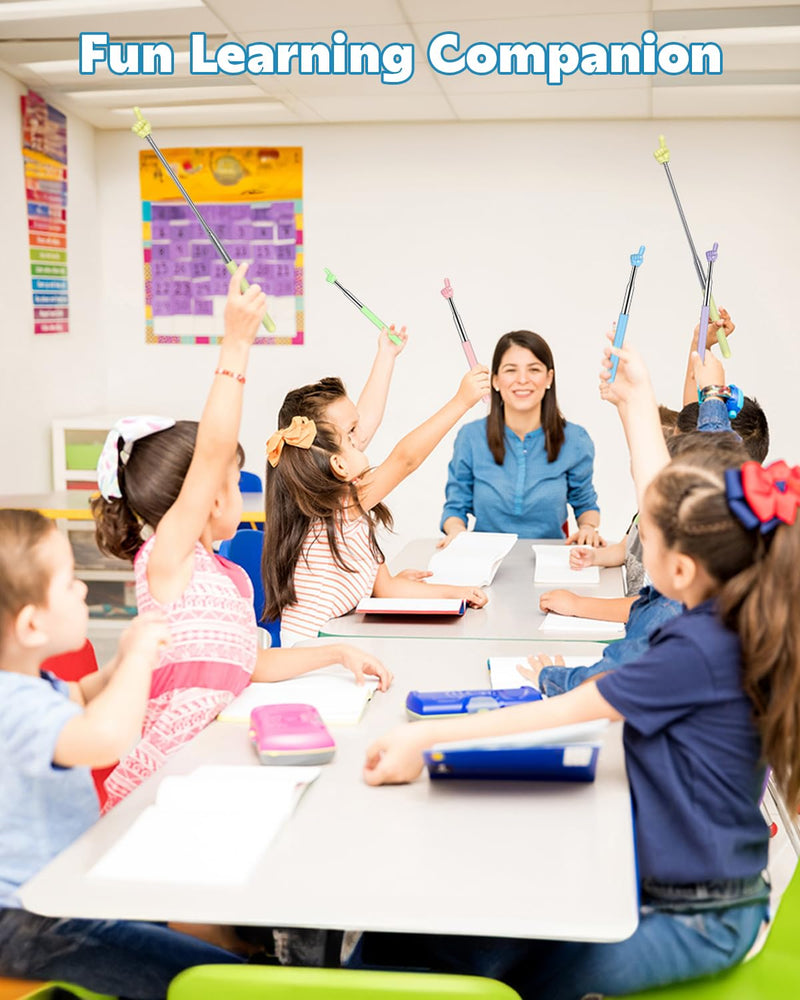 Retractable Teacher Pointer for Classroom Kids Reading, Dumero Extendable Finger Pointer Stick for School, Collapsible Finger Pointing Stick, Long Telescoping Hand Pointer, Pink