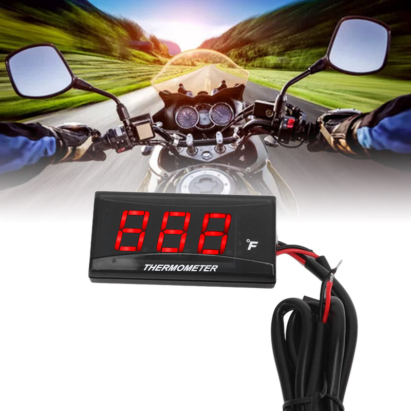 Water Temperature Meter, Motorcycle Water Temperature Gauge, DC12V Digital Thermometer Instrument for Motorcycles, Ultra Thin LCD Display with Backlight and Temp Sensor Adapter