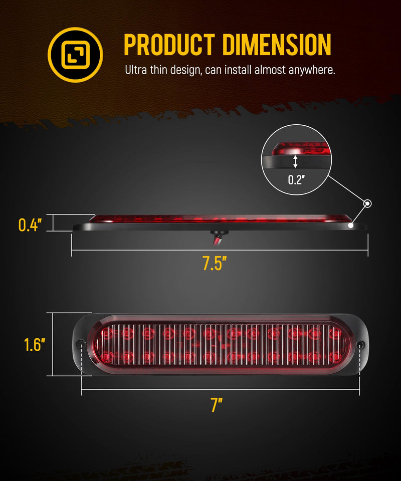 Partsam 2Pcs 7.5 inch Aluminum Housing Red 24LEDs Trailer Stop Brake Turn Signal Tail Light, Surface Mount Marker Lights of Trailer Truck Tractor RV Pickup Golf Cart, IP67 Waterproof