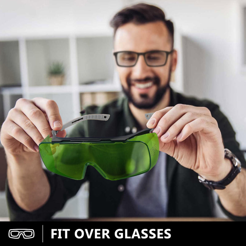 JILERWEAR Professional 190-450&740-1100nm OD6+ Laser Safety Glassess,808nm Infrared Laser Engraving Protective Goggles Green Large