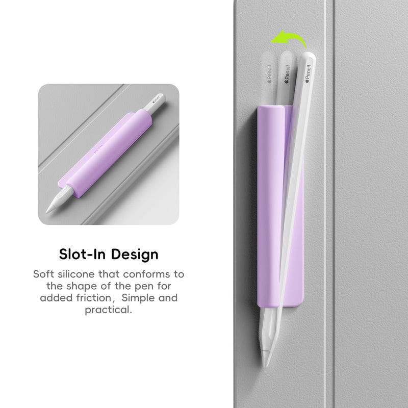 ELETIUO Silicone Pencil Holder Sleeve,Compatible with Apple Pencil (USB-C),Apple Pencil 1st/ 2nd Generation,Strong Adhesive Sticky Attached to iPad Case for Stylus Pens and Most Pens,Purple Purple