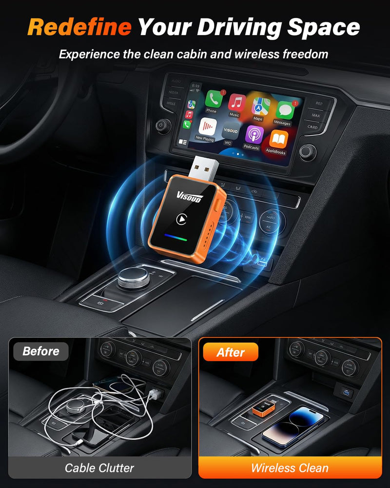 2 in 1 Wireless CarPlay and Android Auto Adapter, One-tap Switch for iPhone & Android, 3s Fast Auto-Connect, Converts Wired to Wireless, Plug & Play for iOS 12+, Cars 2016+ Blue