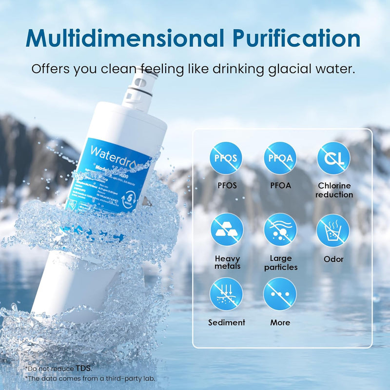 Waterdrop 3US-MAX-F01 3US-PF01 Maximum Under Sink Water Filter, Replacement for Filtrete® Advanced 3US-PF01, 3US-MAX-F01, 3US-PS01, 3US-MAX-S01, Manitowoc K-00337, K-00338, NSF/ANSI 42 Certified