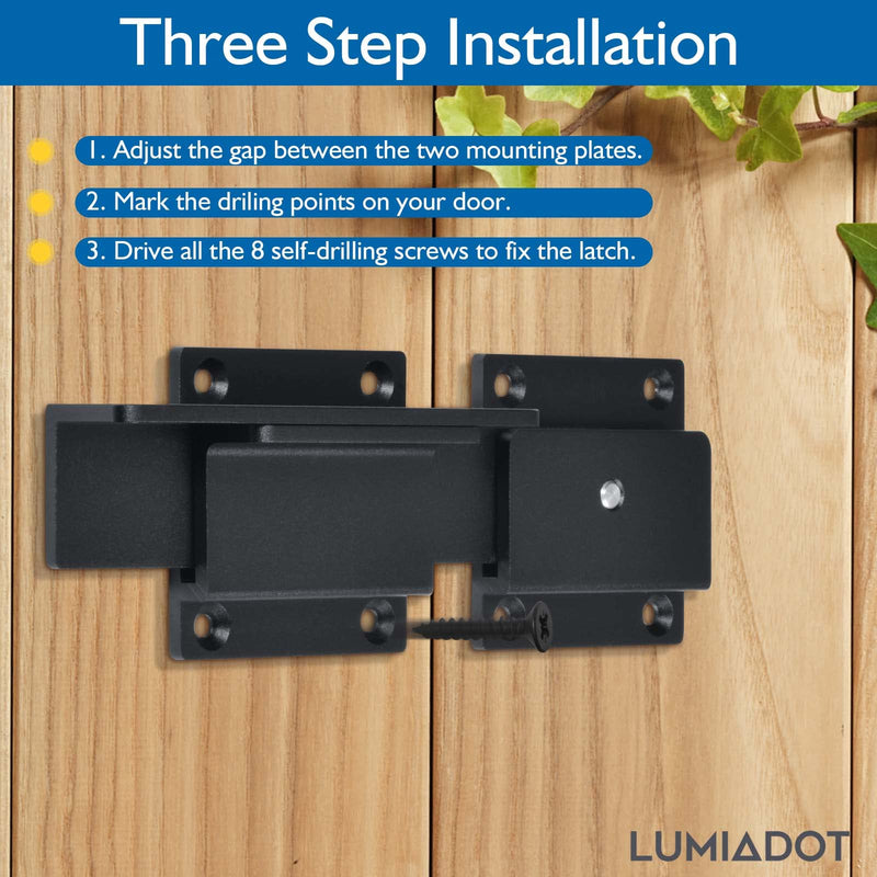 Flip Gate Latch Lock with Padlock Hole 3Pack, 3.5mm Heavy Duty Aluminum Alloy Adjustable Door Latch for Sliding Swing Open Gate, Outdoor, Wooden Fence, Barn, Shed, Garage, Yard 3 Pack