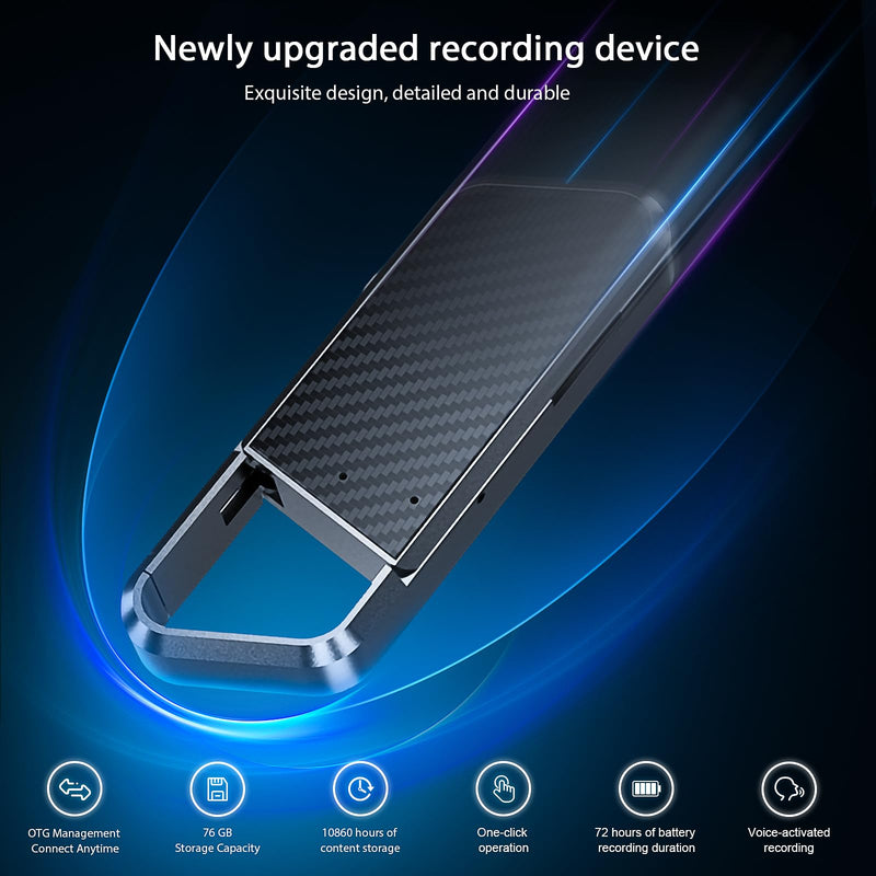 76GB Voice Activated Recorder - 10860H Recording Device with Noise Reduction DSP 6.0 Portable Audio Recorder for Lecture & Meeting - Digital Vioce Recorder with Playback 76.0 GB
