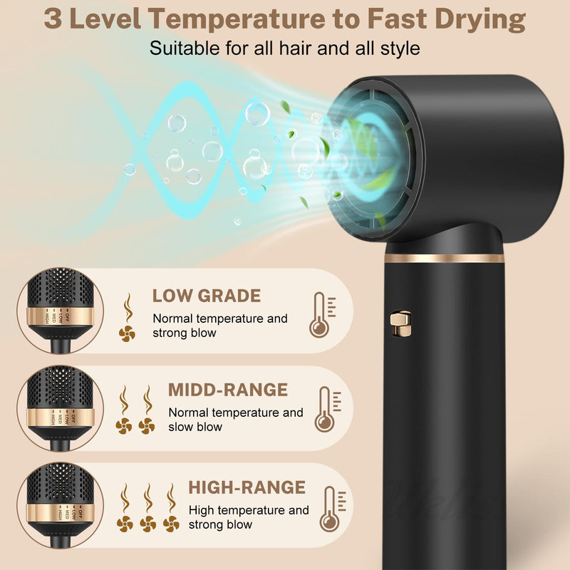 Hair Styler 5 in 1 Airbrush Set Multi-Blow Hair Dryer Brush | Magic Styler with Curl,Straighten,Wavy,Smooth and 3 Temperature for Volume,Curls,Smooth,Straighten,Dry& Style,Gifts for Women