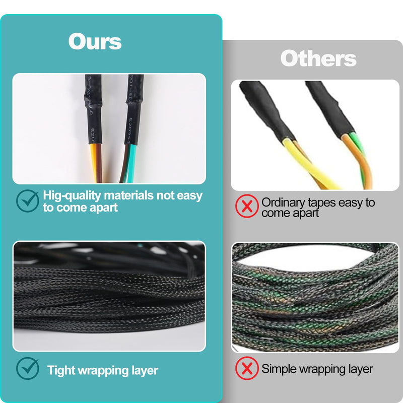 22FT 4 Pin 5 Wire Trailer Wiring Harness Protected by Nylon Net Tube, Utility Pure Copper Boat Trailer Wiring Kit for Trailer Tail Light Rewiring, Waterproof 4 Pin 5 Wire Trailer Connector