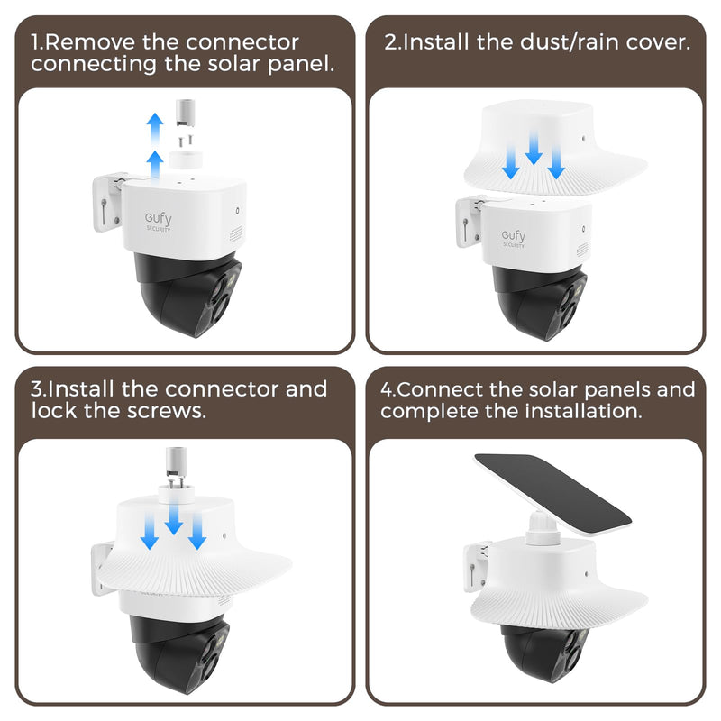 Eufy Rain Cover Sun & Rain Shield Cover Compatible with Eufy SoloCam S340, Anti-UV Heavy Duty ABS Weatherproof Protector Case for Solar Wireless Security Camera (Cover Only, No Camera) (White)
