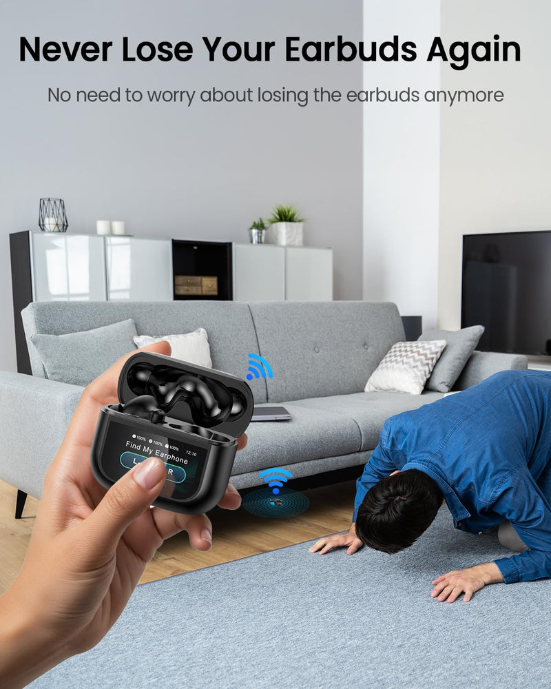 ZIUTY Wireless Earbuds, ANC ENC Noise Cancelling Ear Buds with Touch Screen | 40H Stereo Deep Bass, Bluetooth Headphones with Transparency Mode, IPX7 Waterproof, Clear Calls, 5 EQ for iOS Andoid,Obsidian Black