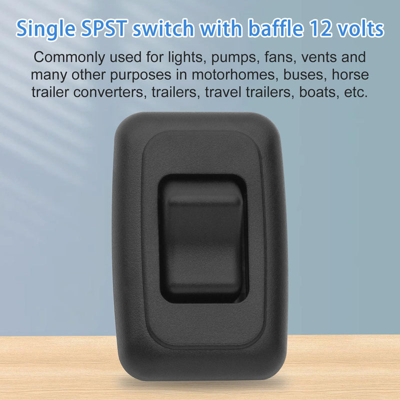 Single SPST On-Off Switch with Bezel, Technology Components 12V Light Switch for RV, Camper, Trailer Black