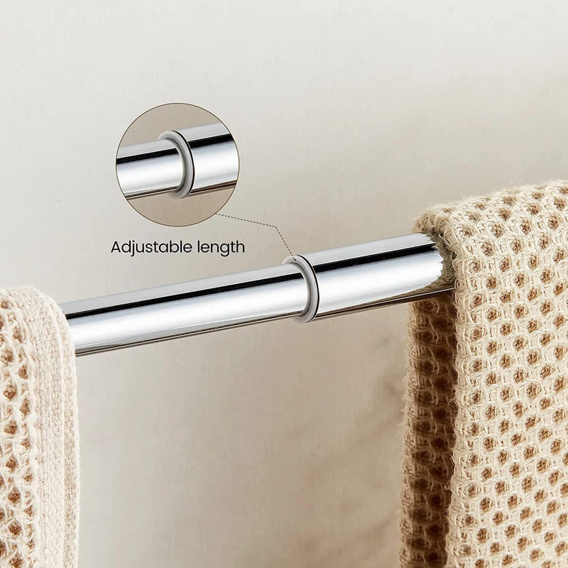 WNEBAHT Crystal Chrome Towel Bar, Silver Adjustable Bathroom Towel Holder Bar, Single Towel Rack Hanger Home Towel Holder Rod for Bathroom Wall Mounted Bathroom Accessory