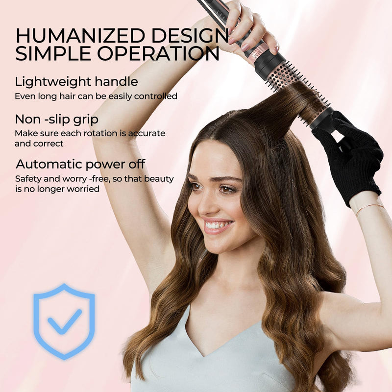 K&K 3 in 1 Ionic Heated Round Brush Curler, Ceramic Thermal Hair Brush Set | VERSATILE 3-IN-1 SET: Features 3 interchangeable barrels to create versatile curls, beachy waves, and instant root volume Black