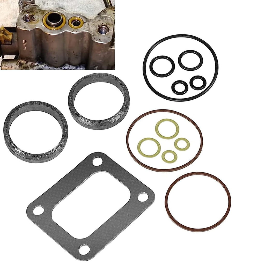 72468 Turbo Mounting Gasket Set & 7.3L Powerstroke Diesel Turbo Pedestal Yellow O-Ring Seal Gaskets F4TZ-6N653-A F4TZ-6N653-B Compatible with Ford 1994-2003 7.3L Powerstroke Diesel