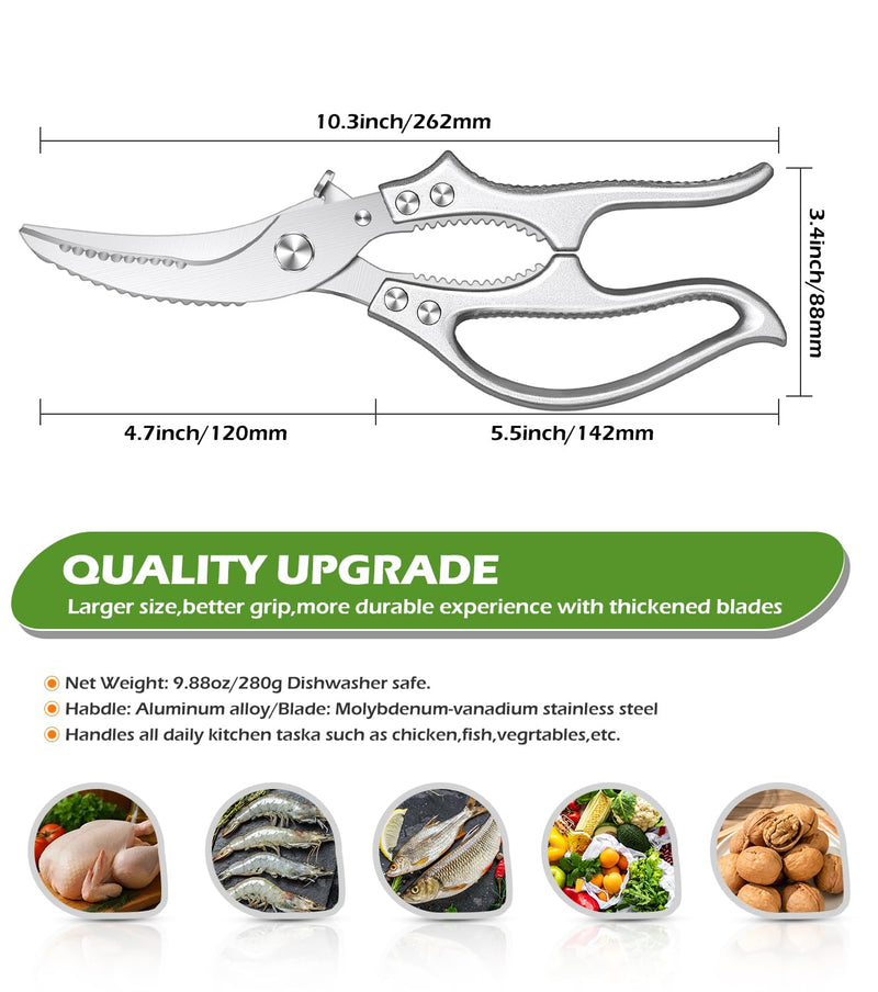 Kitchen Scissors – Luxury Heavy Duty Poultry Shears & Multipurpose Kitchen Scissors for Meat, Chicken, Fish & Vegetables, High Carbon Stainless Steel, Safety Lock, Dishwasher Safe