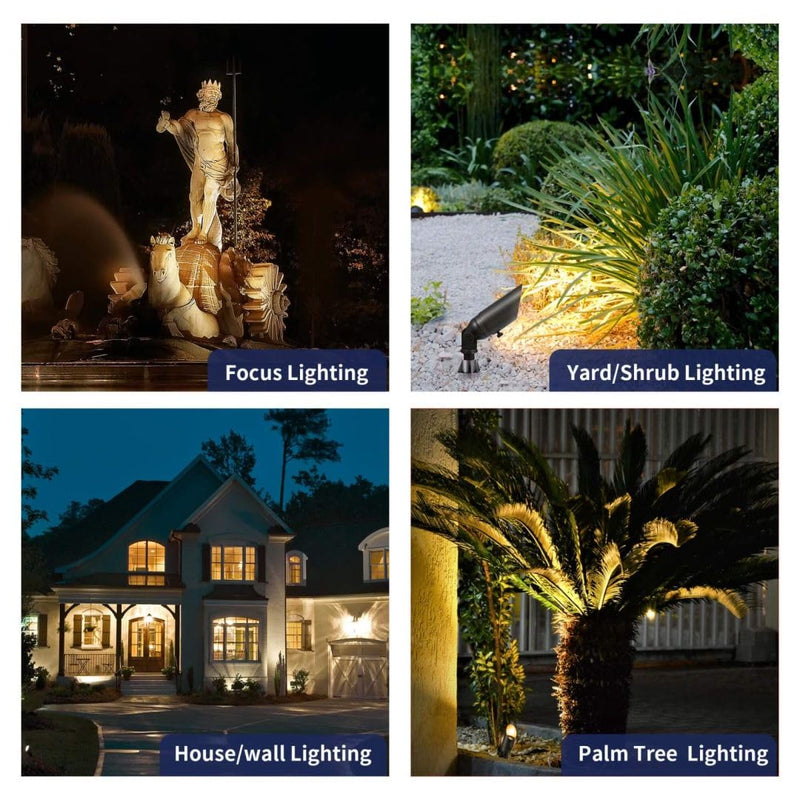 Gardenreet Landscape Spotlights Low Voltage - 12V Brass Outdoor Uplight Low Watt Wired, MR11 LED Spot Lights IP65 Waterproof, Bronze for Garden Yard Tree House with 2.5W 2700K Warm White Bulb Bronze (2700K Warm White) 1-Pack (Wiring Required)
