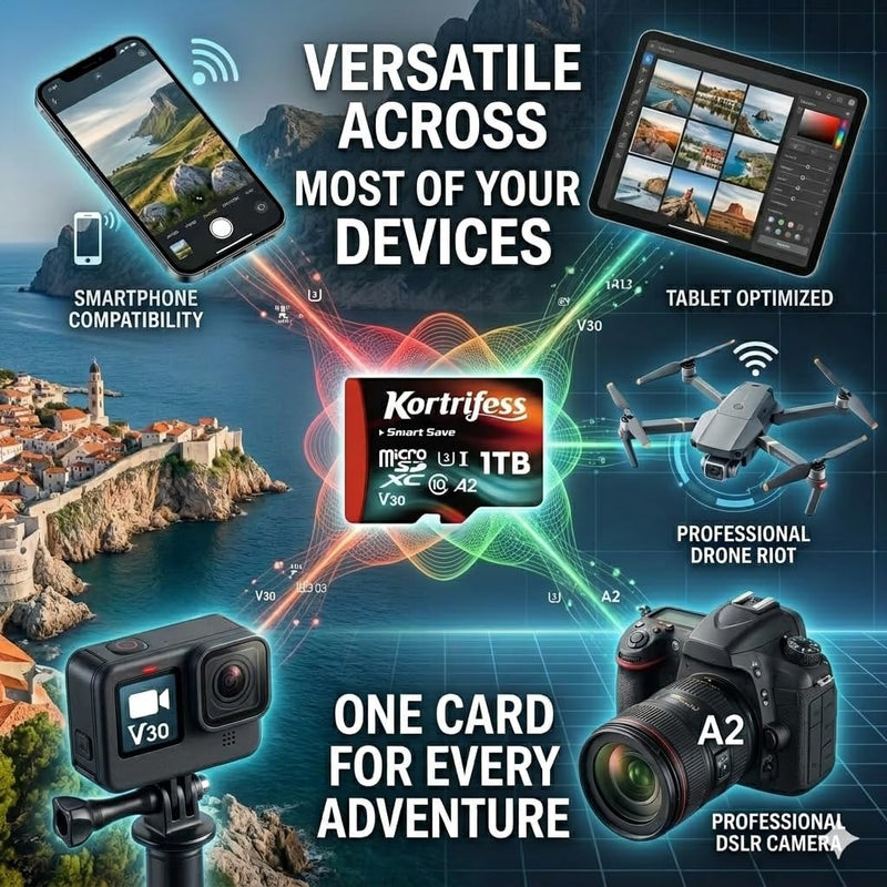1T(999GB) Micro SD Card, microSDXC TF Card UHS-I Memory Card | Read Speed 130MB/s, Class 10, C10, U3, A2, V30 for DSLR Camera 4K UHD Full HD Video Recording