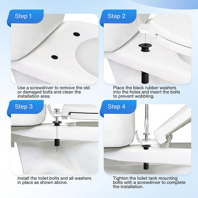 Jamini Top Mount Toilet Seat Screws Replacement Kit, Compatible with Most TOTO Soft-Close Toilet Seats, Expanding Rubber Nuts with 304 Stainless Steel Hardware, 4 Pack