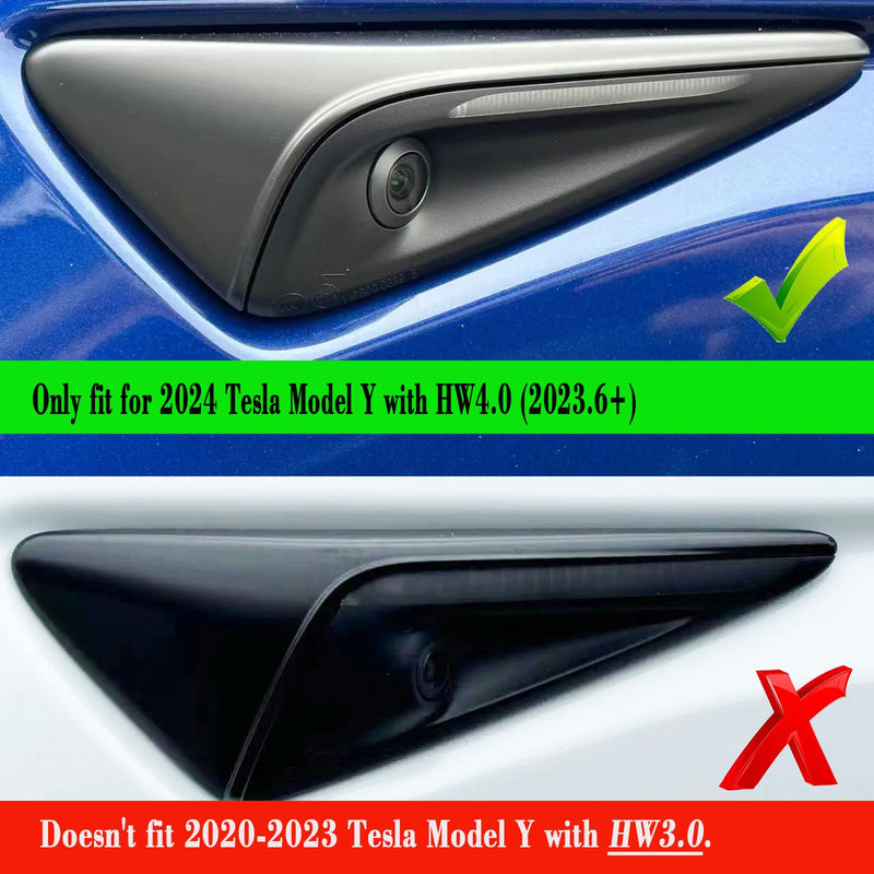 YHCDSEA for 2024 Tesla Model Y HW4.0 Side Camera Indicator Protection Cover Decoration Accessories fit for Tesla Model Y with HW4.0 (Glossy Carbon Fiber Pattern) MY-Glossy Carbon Fiber Pattern